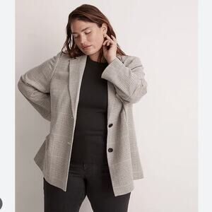 Madewell Women Plus Size Gray Plaid Blazer - 3X - EUC